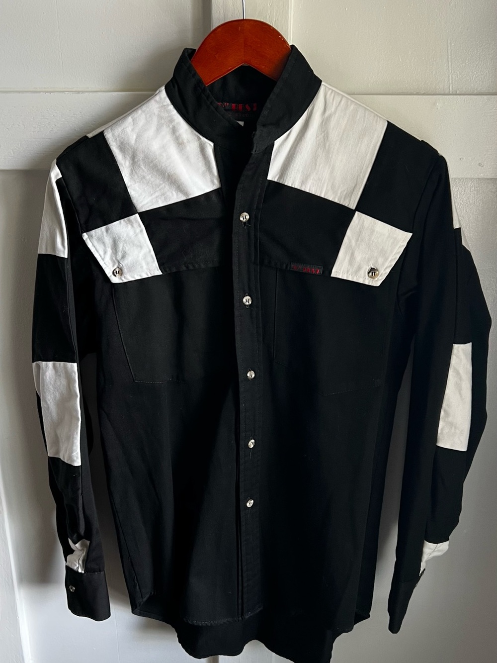 “D” Best Vintage Black & White Contrast Western Shirt Jacket